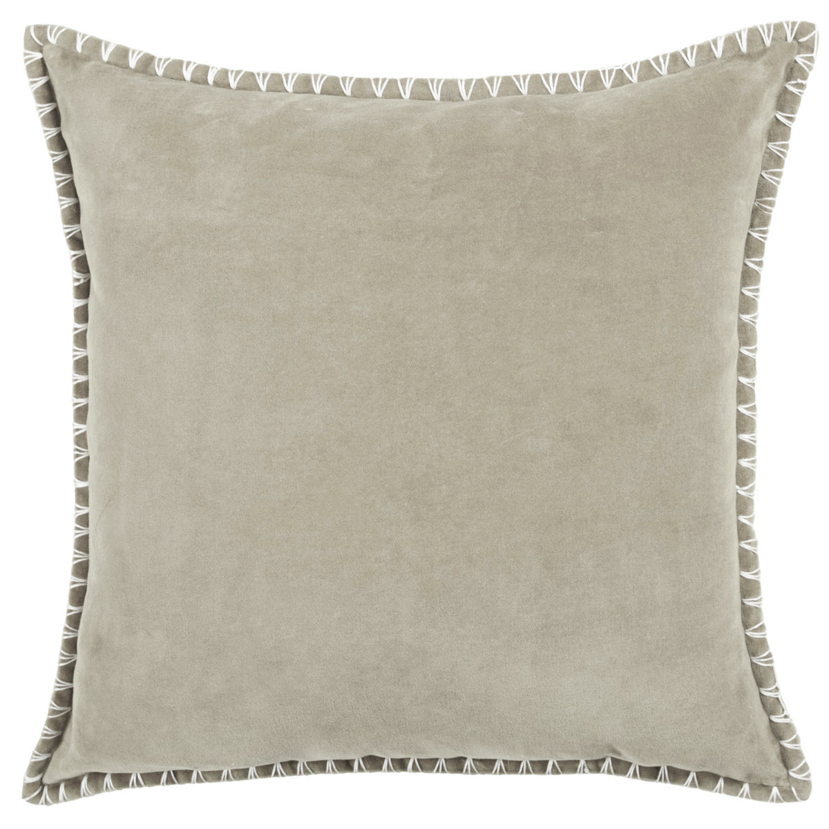 Voyage Maison Stitch Embroidered Velvet Feather Filled Cushion 50cm x 50cm Quartz