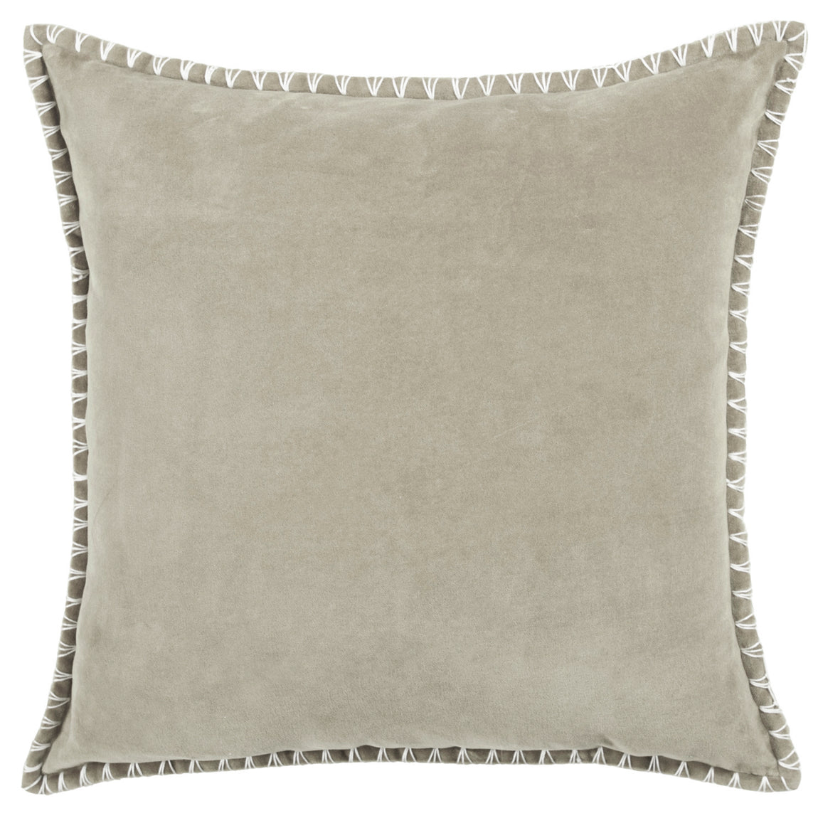 Voyage Maison Stitch Embroidered Velvet Feather Filled Cushion 50cm x 50cm Quartz
