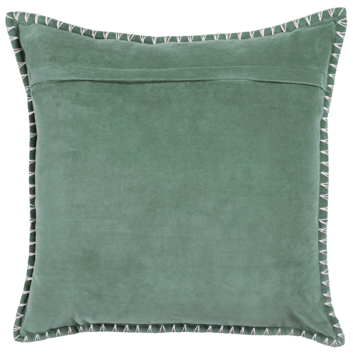 Voyage Maison Stitch Embroidered Velvet Feather Filled Cushion 50cm x 50cm Seafoam