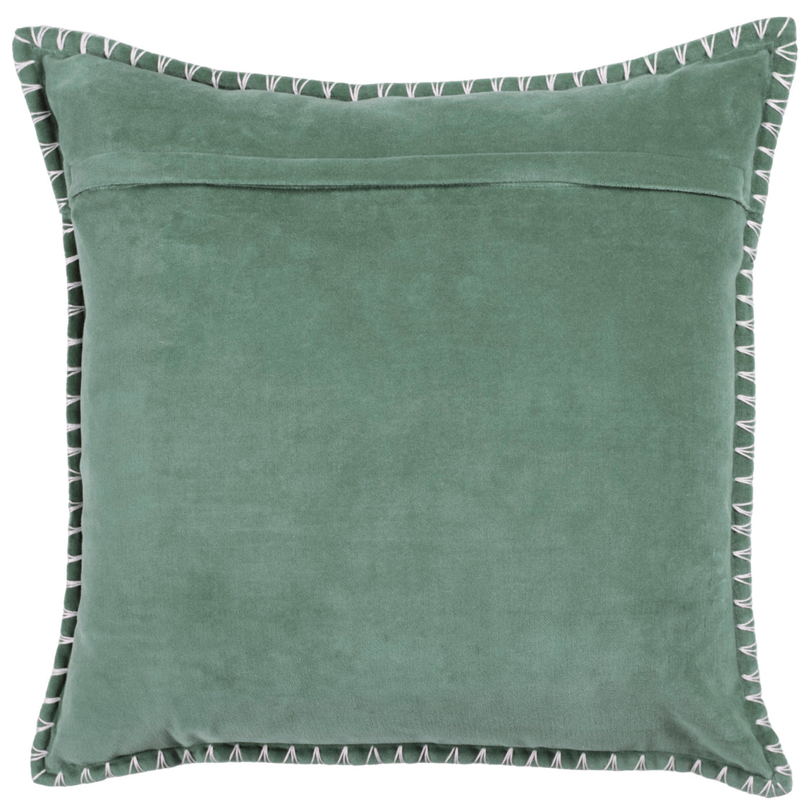Voyage Maison Stitch Embroidered Velvet Feather Filled Cushion 50cm x 50cm Seafoam