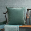 Voyage Maison Stitch Embroidered Velvet Feather Filled Cushion 50cm x 50cm Seafoam