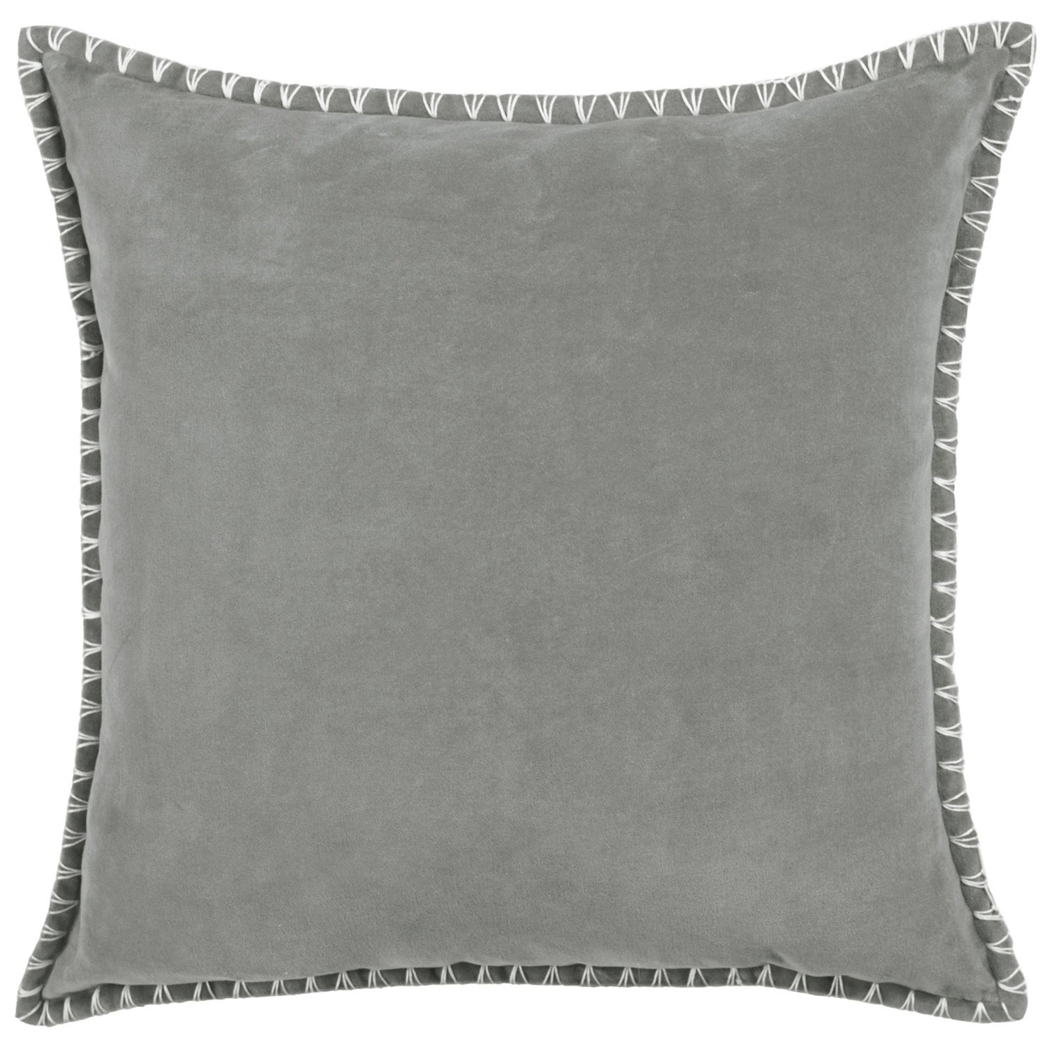 Voyage Maison Stitch Embroidered Velvet Feather Filled Cushion 50cm x 50cm Steel