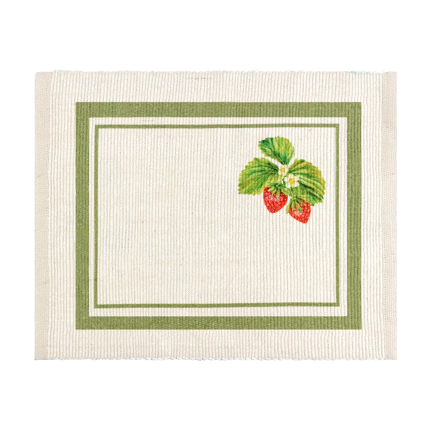 Strawberries Set of 4 Indoor Outdoor 46cm x 36cm Placemats Sage