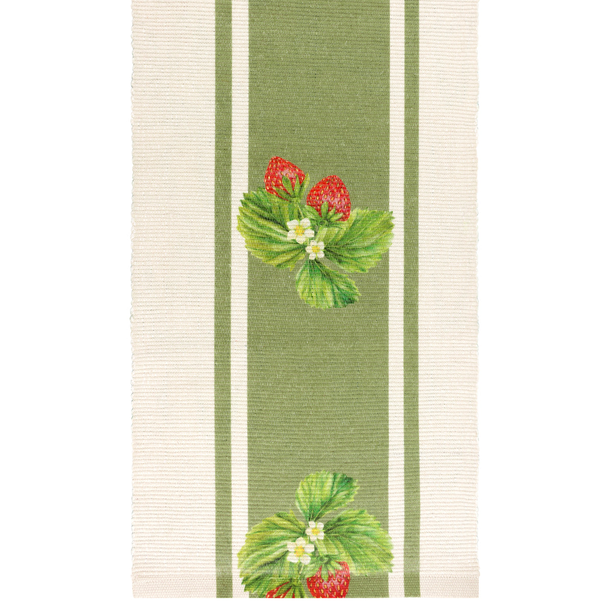 Strawberries Indoor Outdoor Large Table 230cm x 35cm Runner Sage