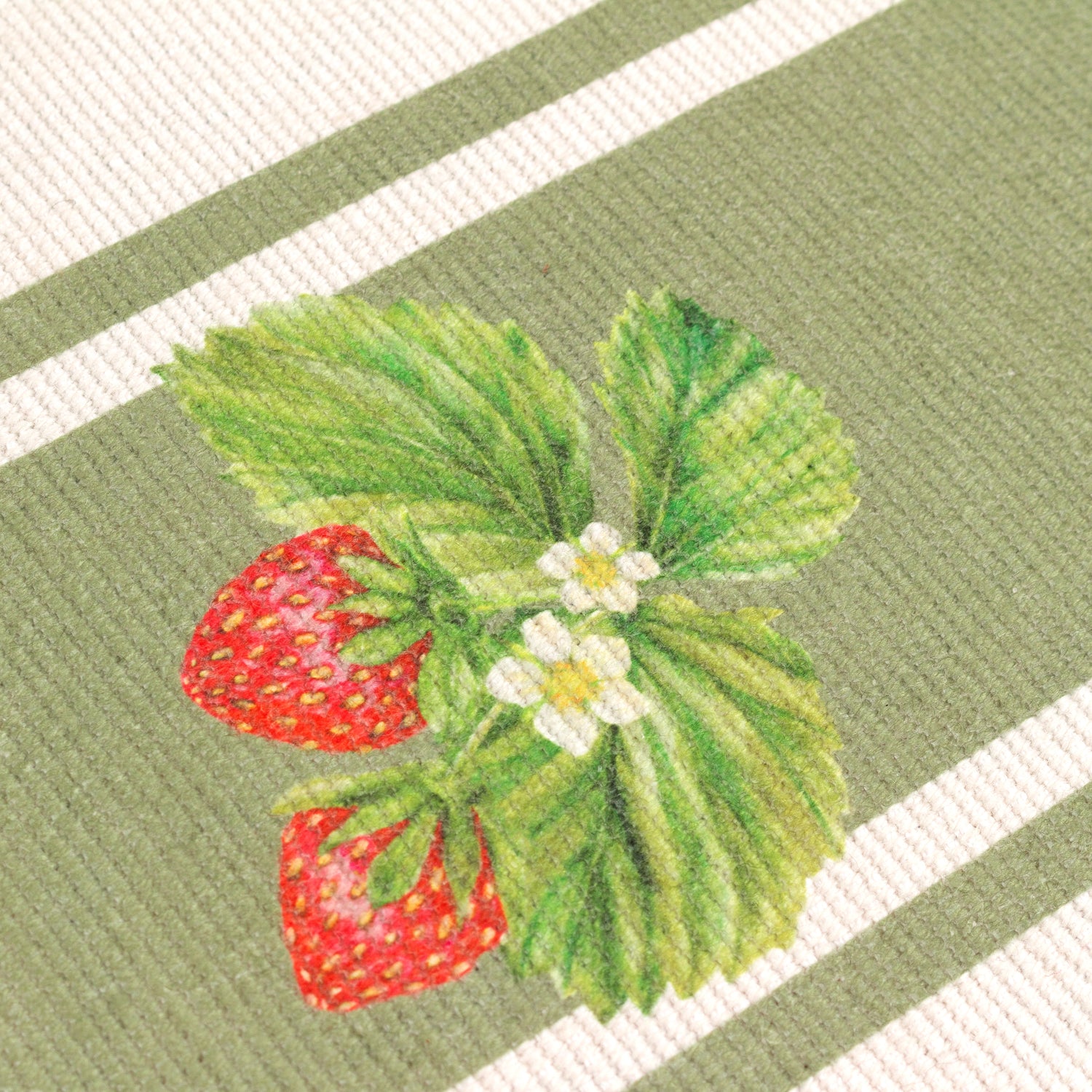 Strawberries Indoor Outdoor Large Table 230cm x 35cm Runner Sage