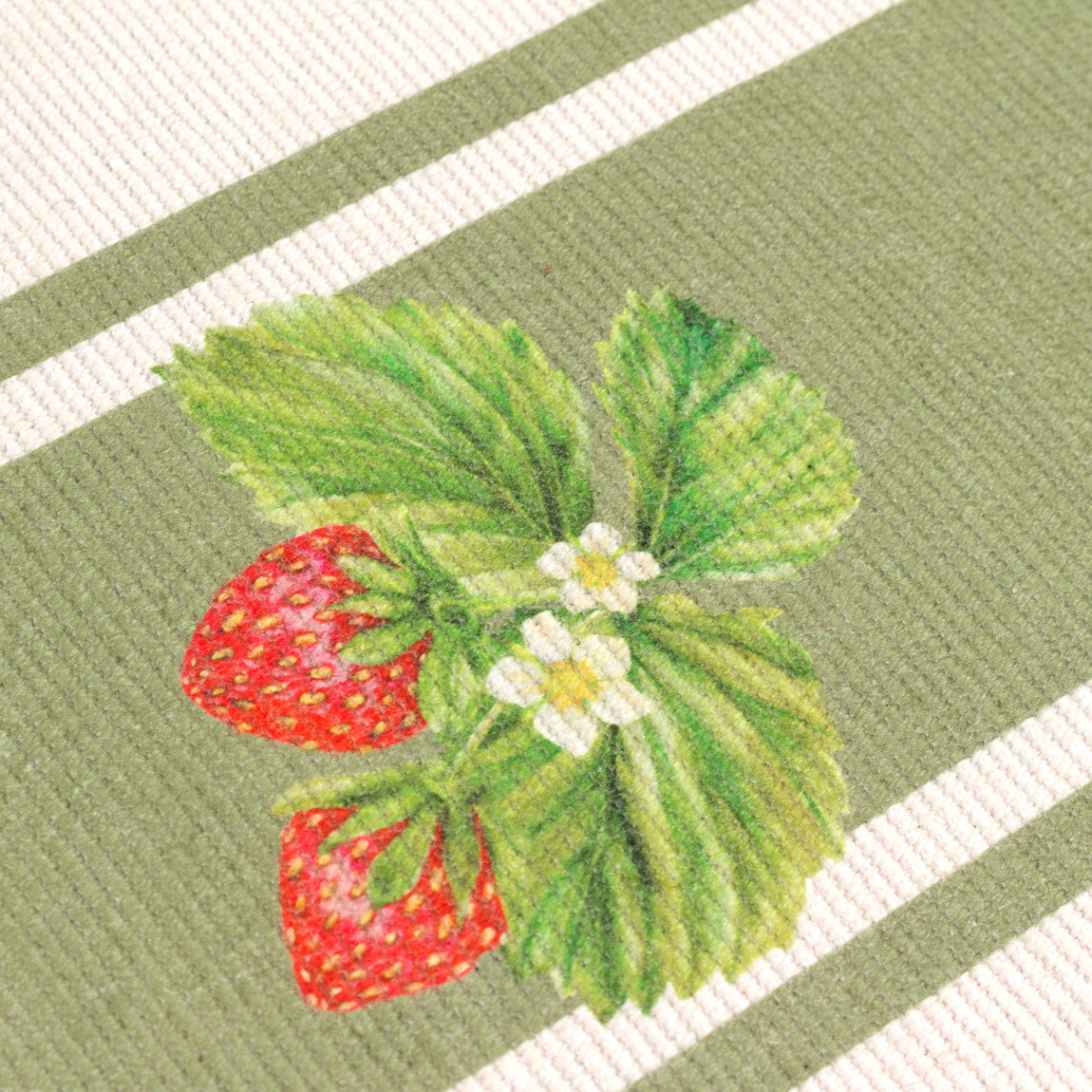 Strawberries Indoor Outdoor Large Table 230cm x 35cm Runner Sage