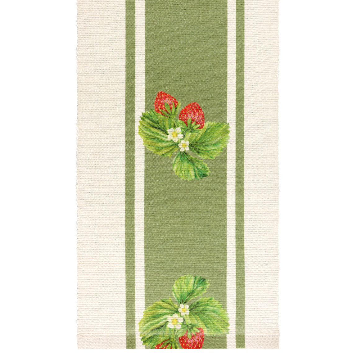 Strawberries Indoor Outdoor Large Table 230cm x 35cm Runner Sage