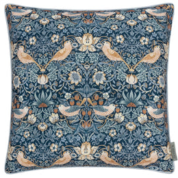 Morris & Co. Strawberry Thief Piped Outdoor 50cm x 50cm Filled Cushion Indigo