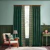 Morris & Co. Strawberry Thief Embroidered Velvet Ready Made Pencil Pleat Curtains Forest Green
