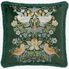 Morris & Co. Strawberry Thief Embroidered Velvet 50cm x 50cm Filled Cushion Green