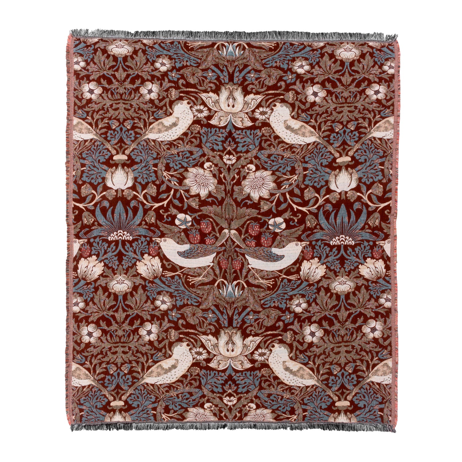 Morris & Co. Strawberry Thief Jacquard 130cm x 170cm Throw Berry