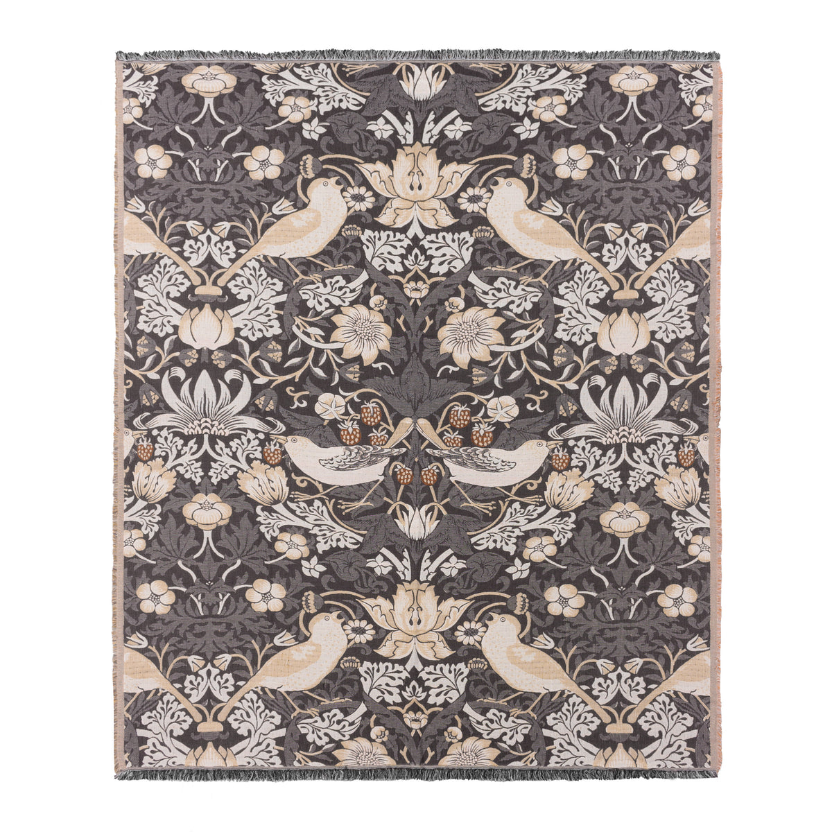 Morris & Co. Strawberry Thief Jacquard 130cm x 170cm Throw Biscuit
