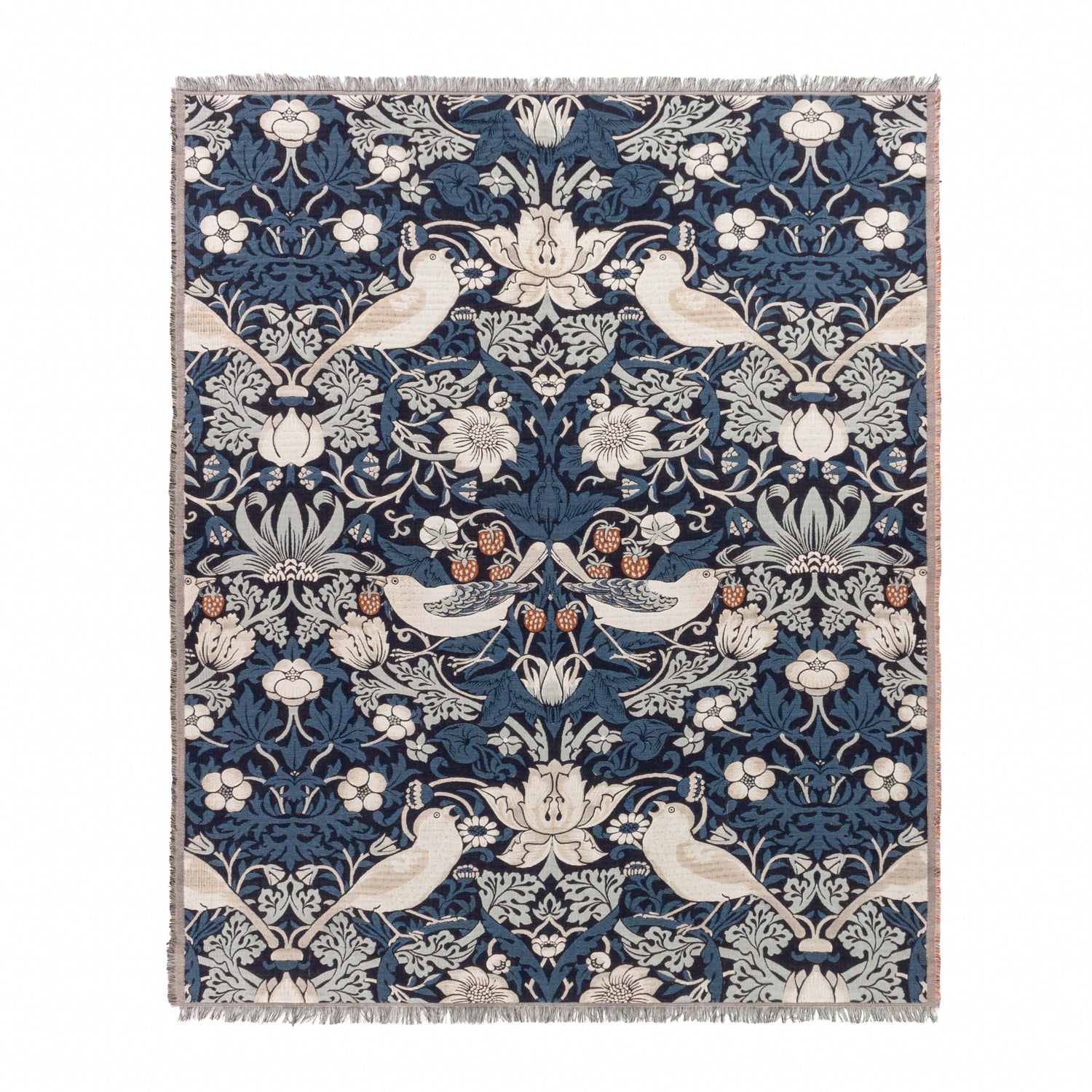 Morris & Co. Strawberry Thief Jacquard 130cm x 170cm Throw Indigo