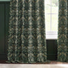 Morris & Co. Strawberry Thief Jacquard Floral Ready Made Pencil Pleat Curtains Forest Green