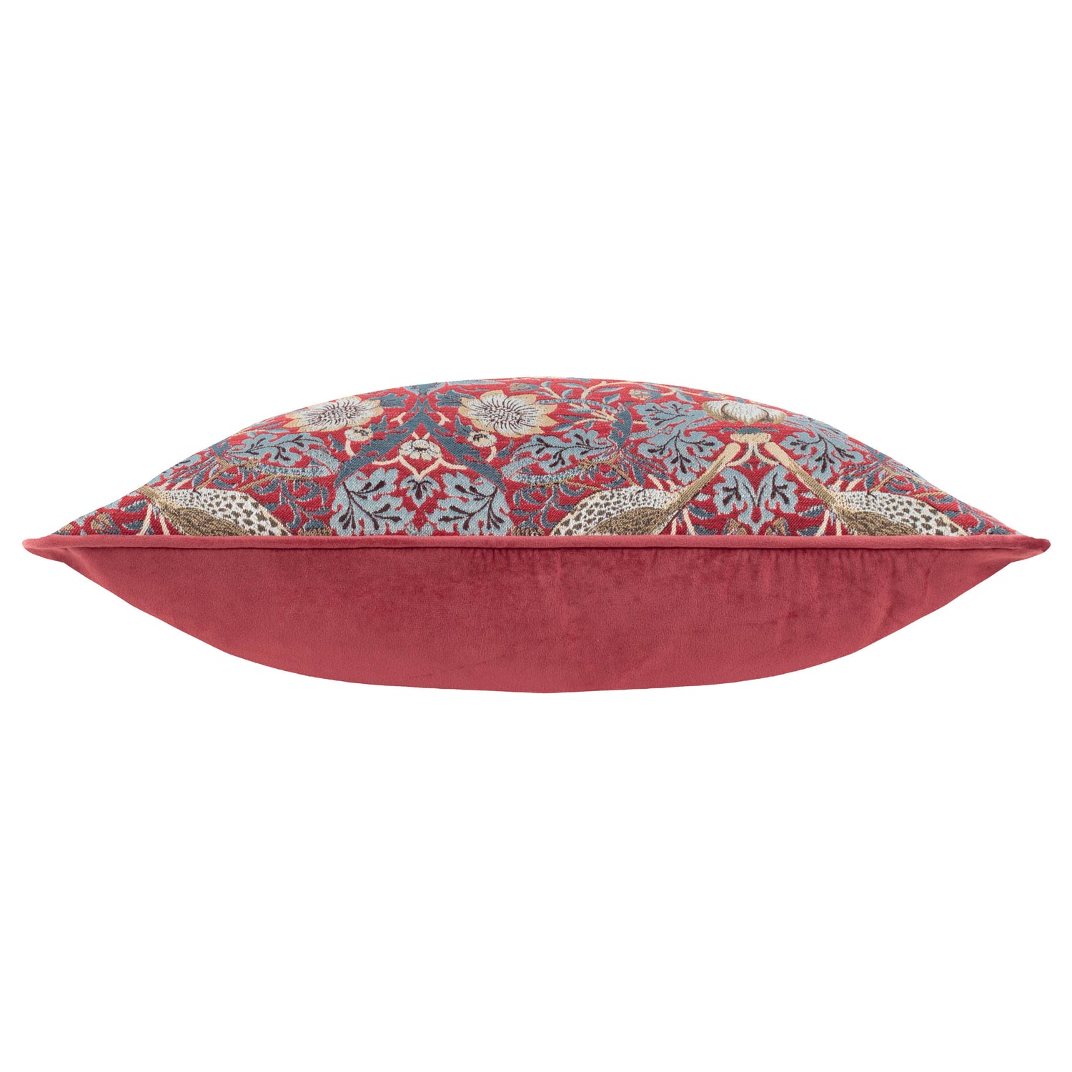 Morris & Co. Strawberry Thief Piped Jacquard 55cm x 55cm Filled Cushion Berry