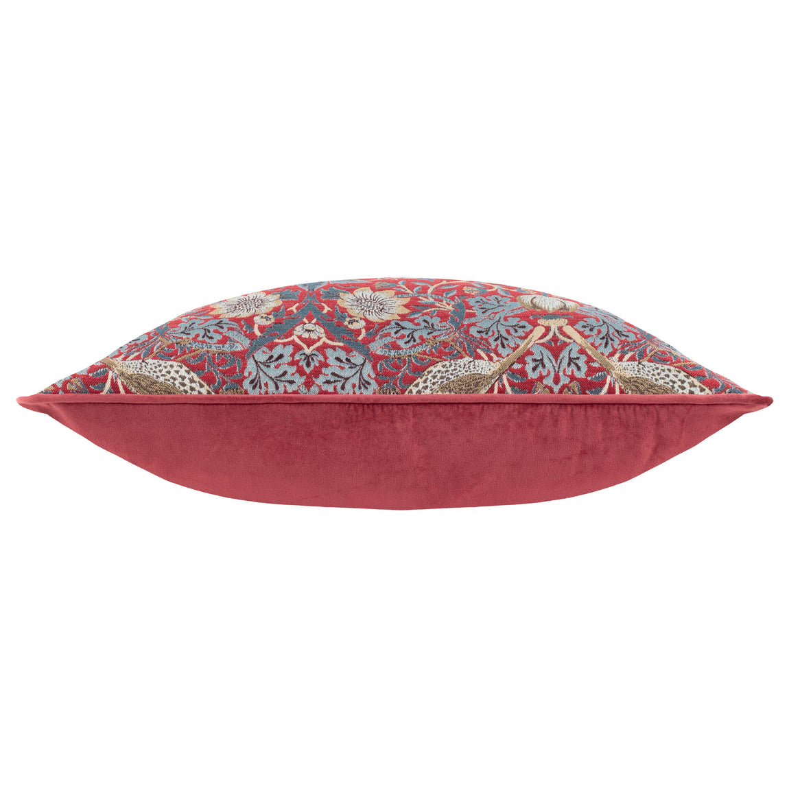 Morris & Co. Strawberry Thief Piped Jacquard 55cm x 55cm Filled Cushion Berry