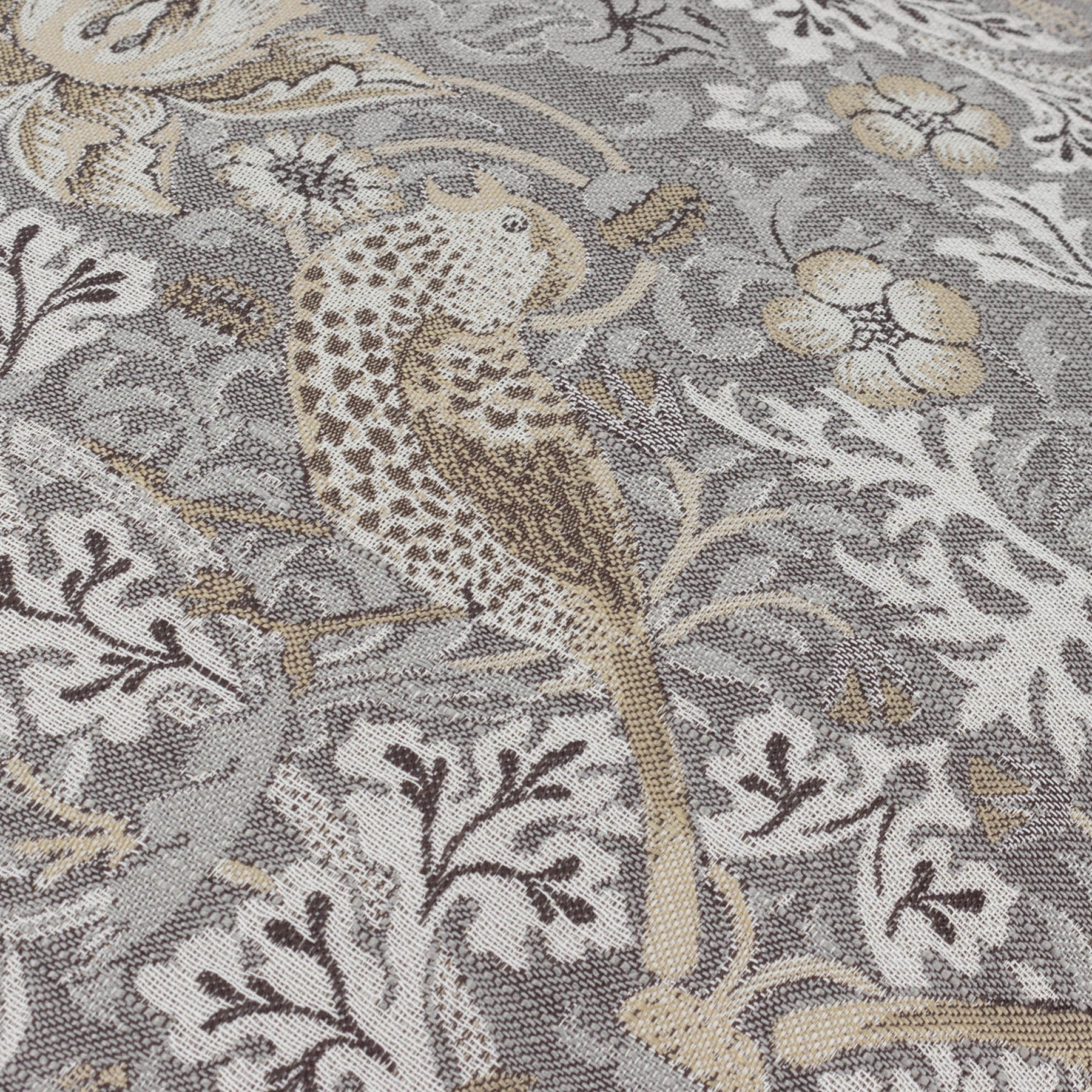 Morris & Co. Strawberry Thief Piped Jacquard 55cm x 55cm Filled Cushion Biscuit