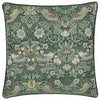 Morris & Co. Strawberry Thief Piped Jacquard 55cm x 55cm Filled Cushion Forest Green