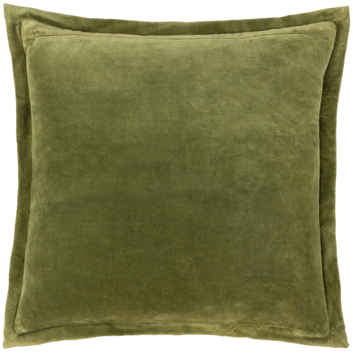 Sundara Velvet Filled Cushion 50cm x 50cm Ecru Green