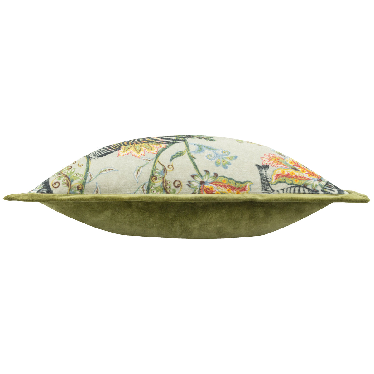 Sundara Velvet Filled Cushion 50cm x 50cm Ecru Green