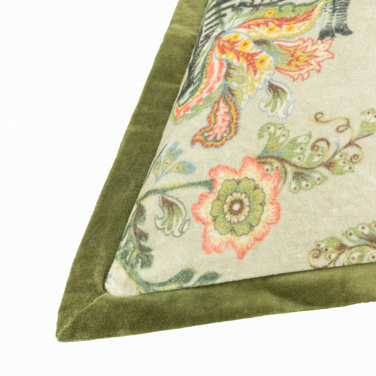 Sundara Velvet Filled Cushion 50cm x 50cm Ecru Green