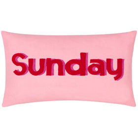Sunday Embroidered Boucle Boudoir Filled Cushion 30cm x 50cm Pink