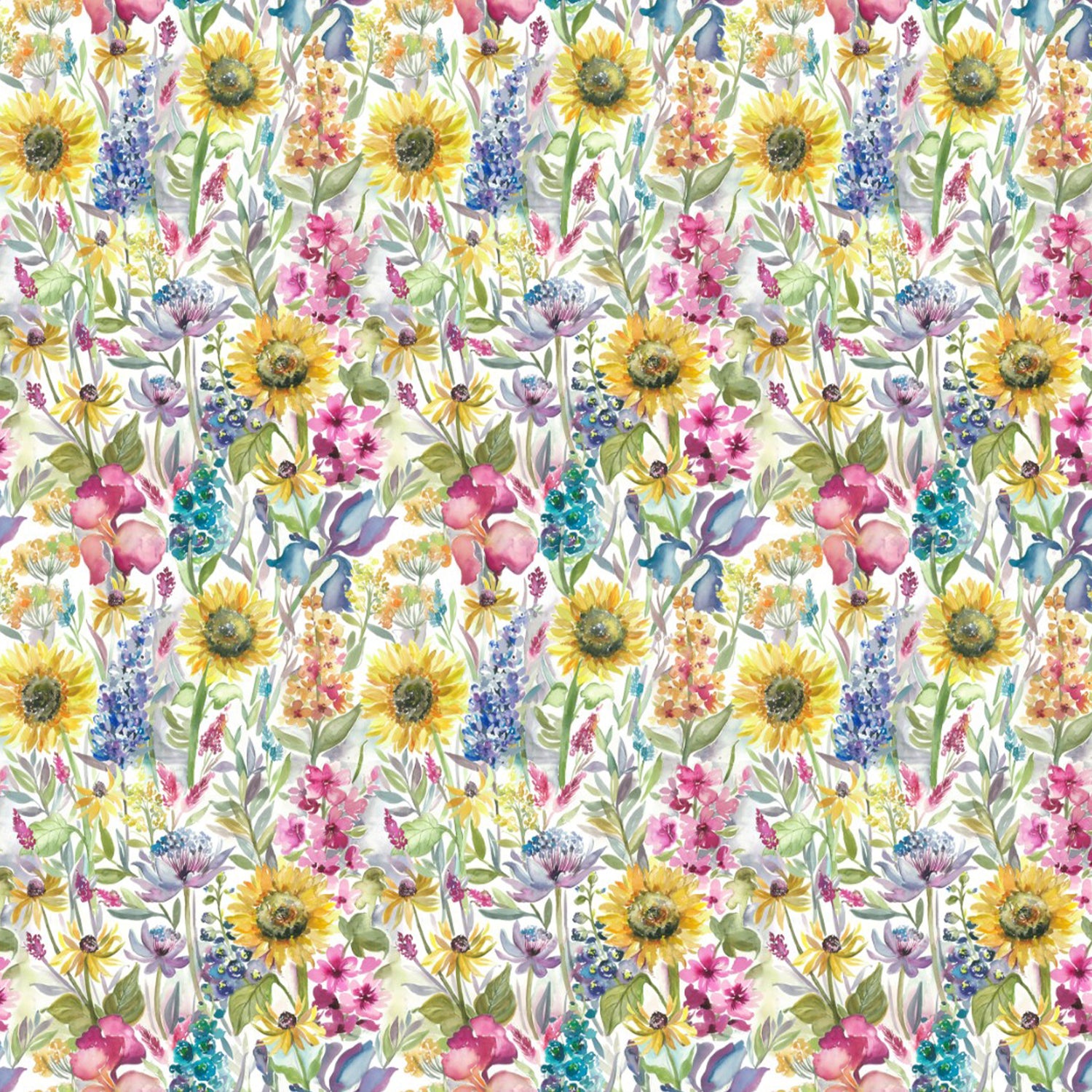 Voyage Maison Sunflower Summer Printed Linen Fabric Cream