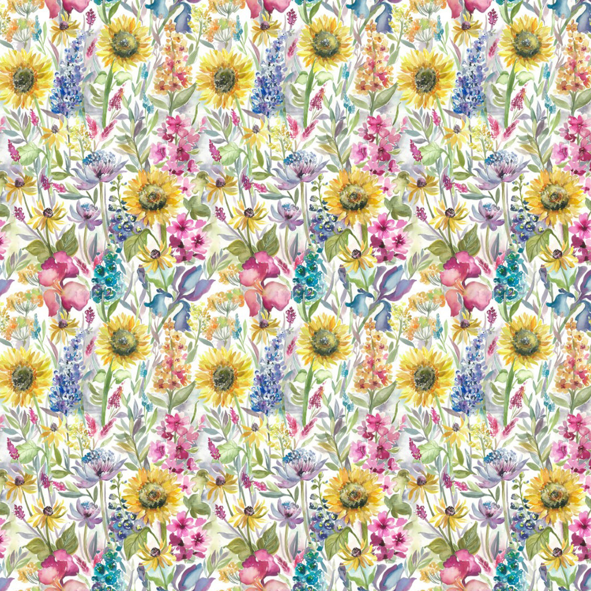 Voyage Maison Sunflower Summer Printed Linen Fabric Cream