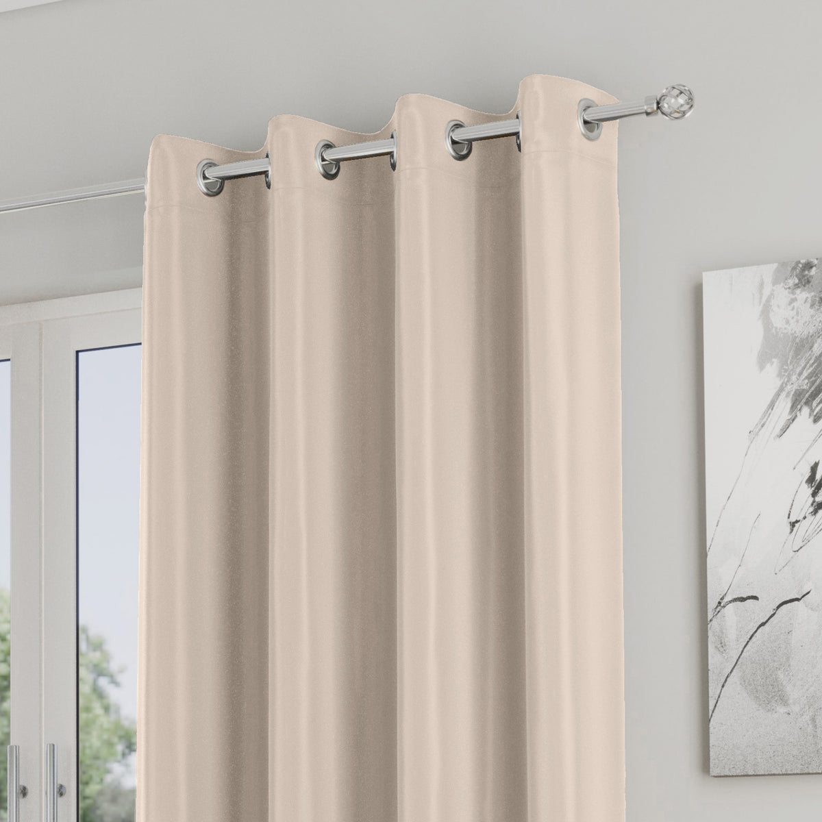Supersoft Thermal Ready Made Eyelet Door Curtain 66'' x 84'' Beige