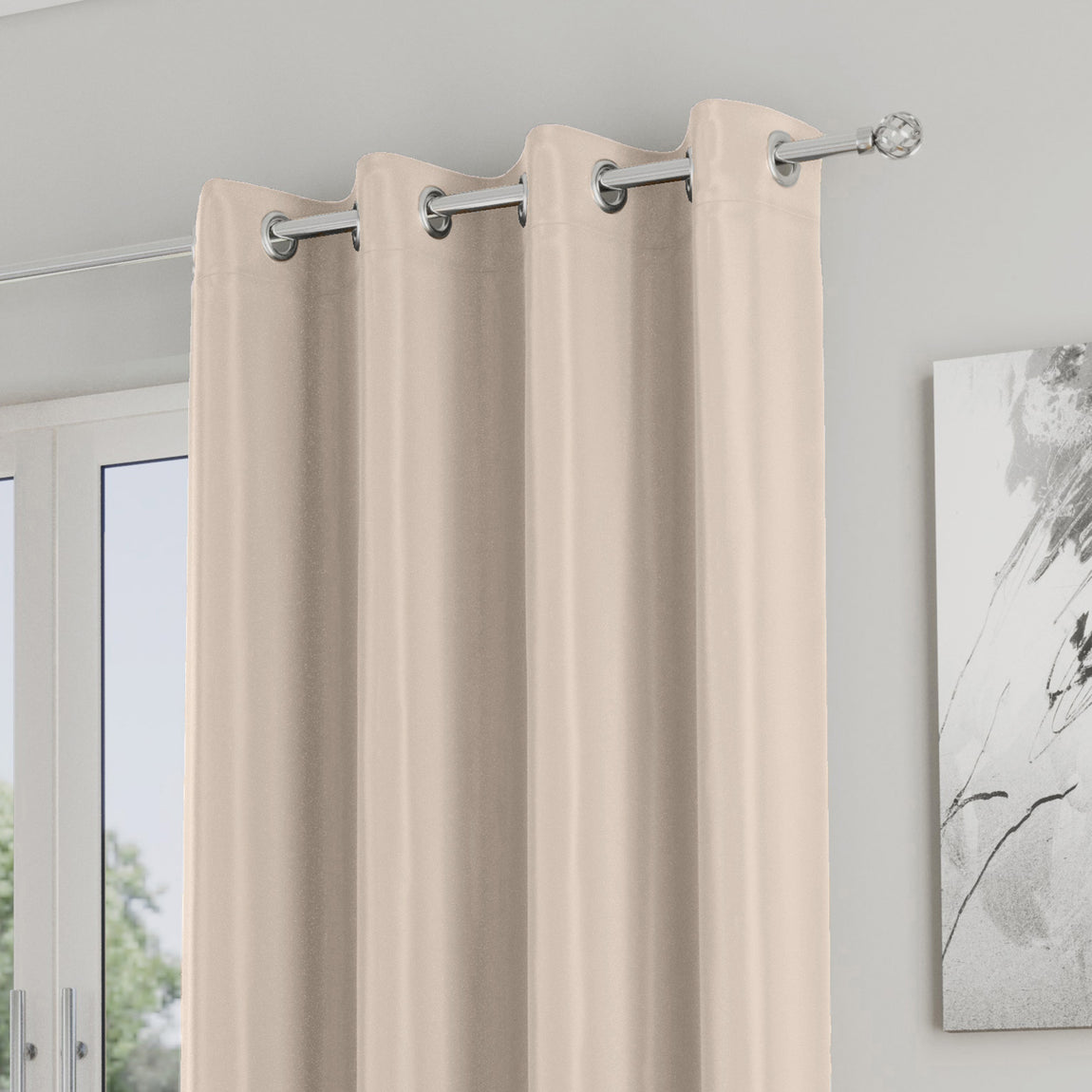 Supersoft Thermal Ready Made Eyelet Door Curtain 66'' x 84'' Beige