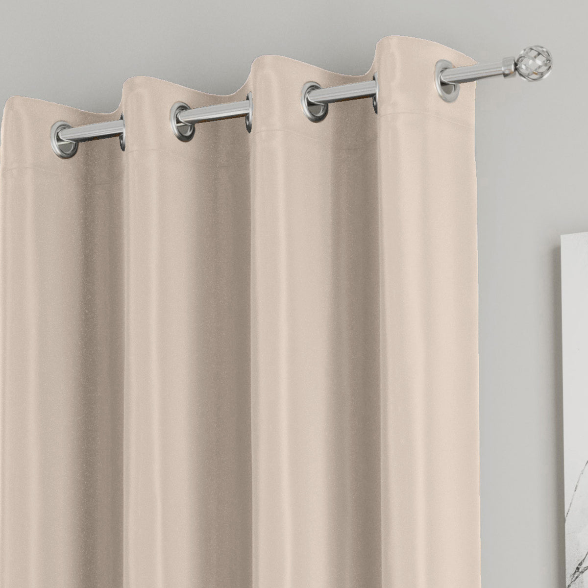 Supersoft Thermal Ready Made Eyelet Blackout Curtains Beige