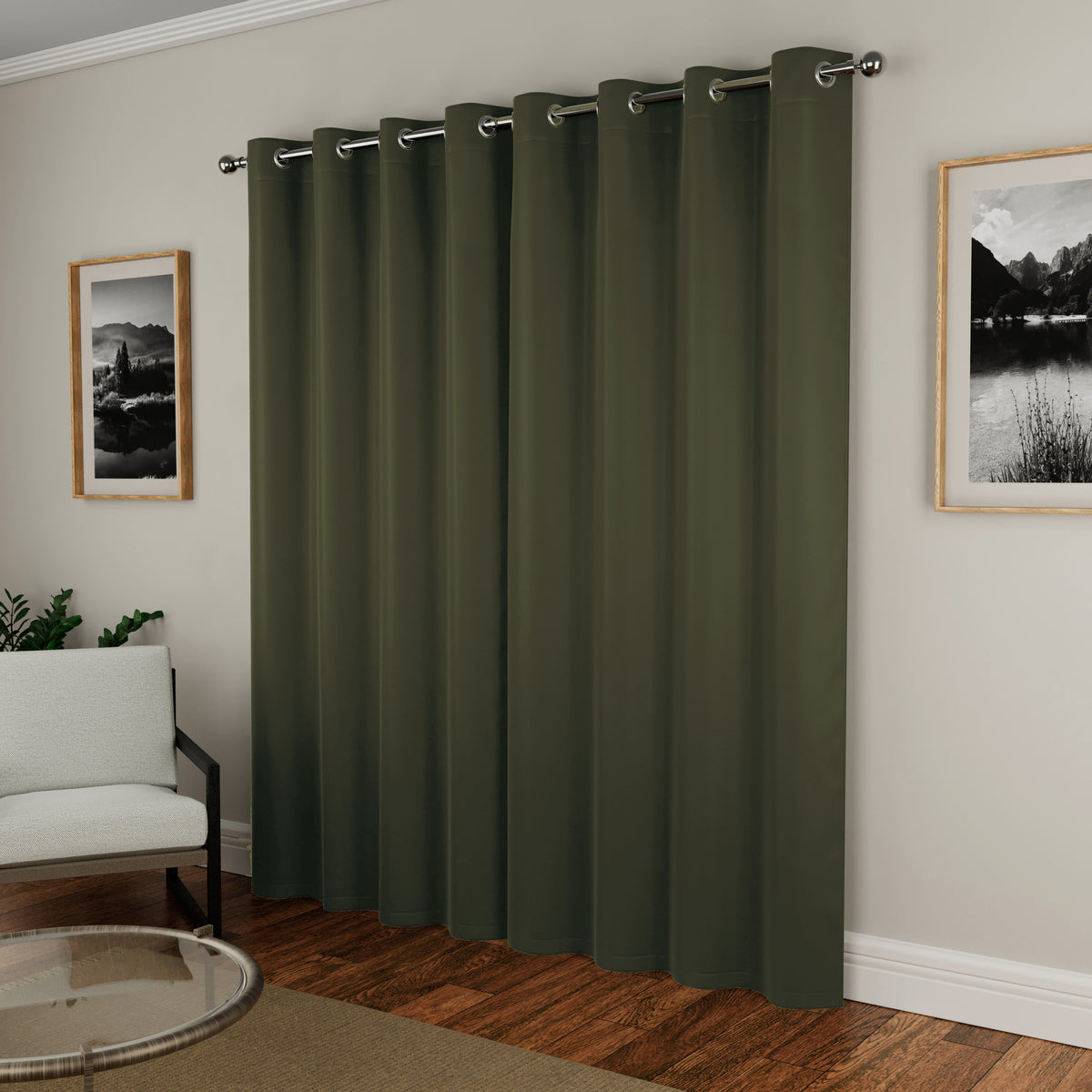 Nightfall Supersoft Triple Weave Ready Made Eyelet Blockout Curtains Olive Green