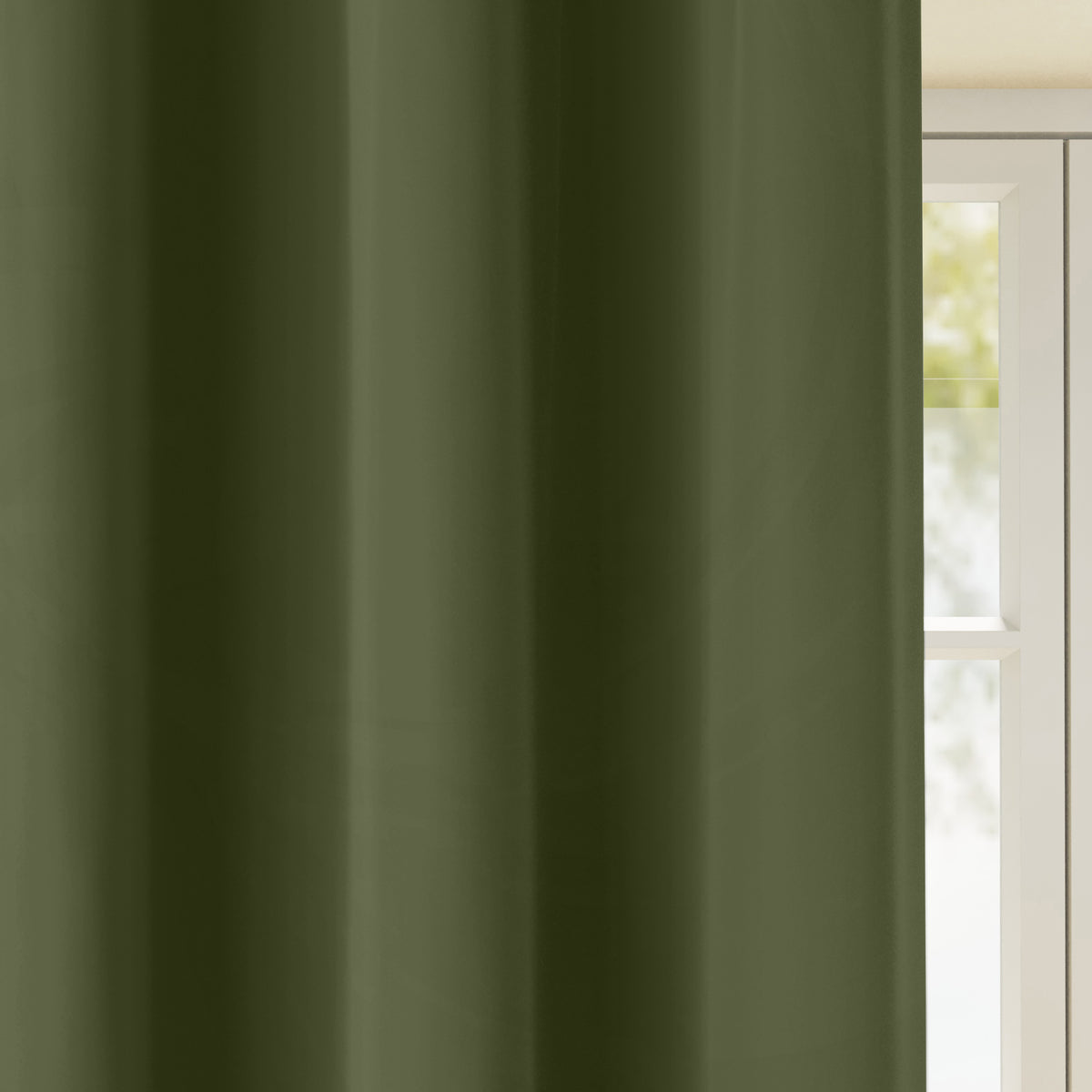 Nightfall Supersoft Triple Weave Blockout 66'' x 84'' Ready Made Eyelet Door Curtain Olive Green