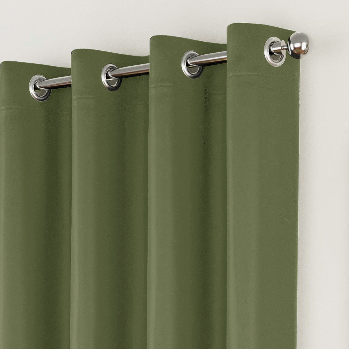 Nightfall Supersoft Triple Weave Ready Made Eyelet Blockout Curtains Olive Green