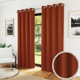 Nightfall Supersoft Triple Weave Ready Made Eyelet Blockout Curtains Orange