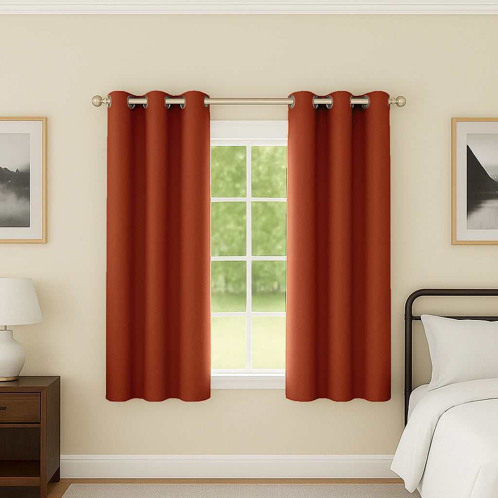 Nightfall Supersoft Triple Weave Ready Made Eyelet Blockout Curtains Orange