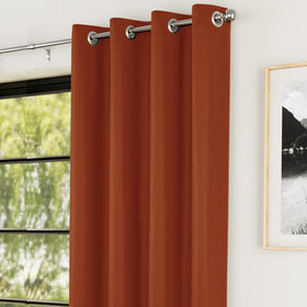 Nightfall Supersoft Triple Weave Blockout 66'' x 84'' Ready Made Eyelet Door Curtain Orange