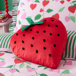 Bedlam Strawberry 3D Soft Touch Filled Cushion Red