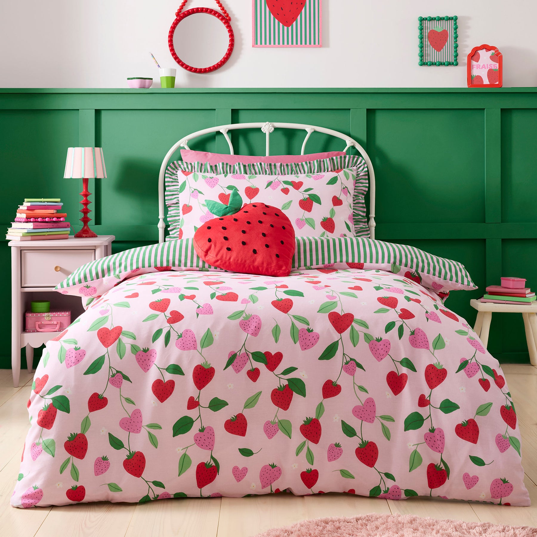 Bedlam Strawberry 3D Soft Touch Filled Cushion Red