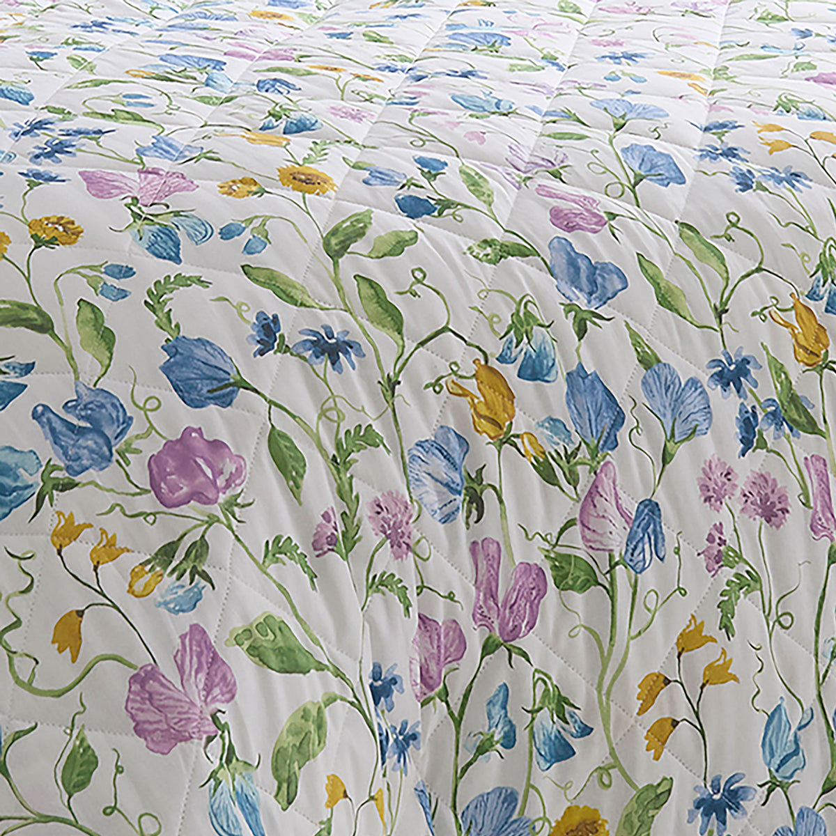 Dreams & Drapes Sweetpea Floral Quilted 200cm x 200cm Bedspread Set Lilac