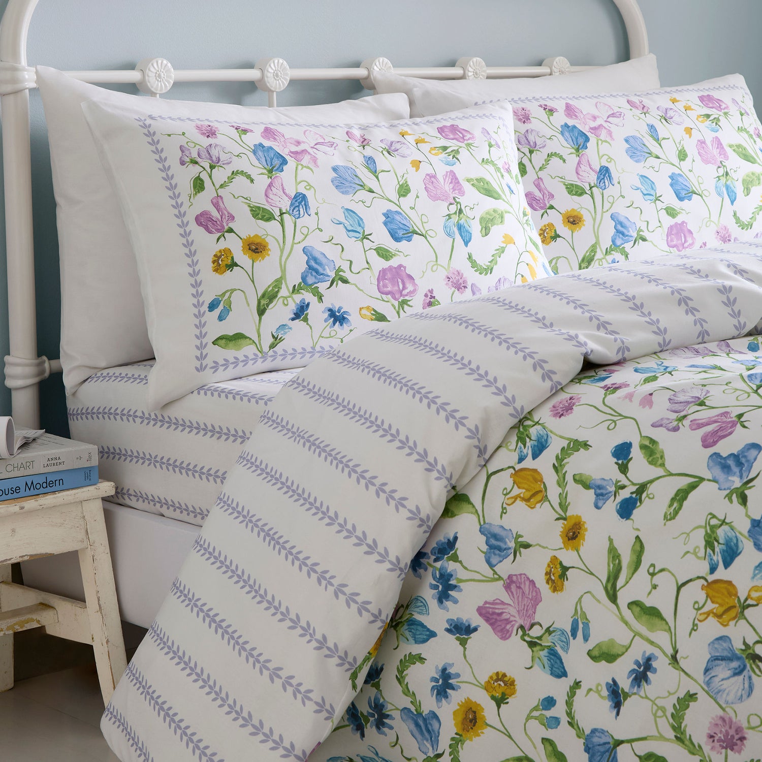 Dreams & Drapes Sweetpea Floral Duvet Cover Bedding Set Lilac