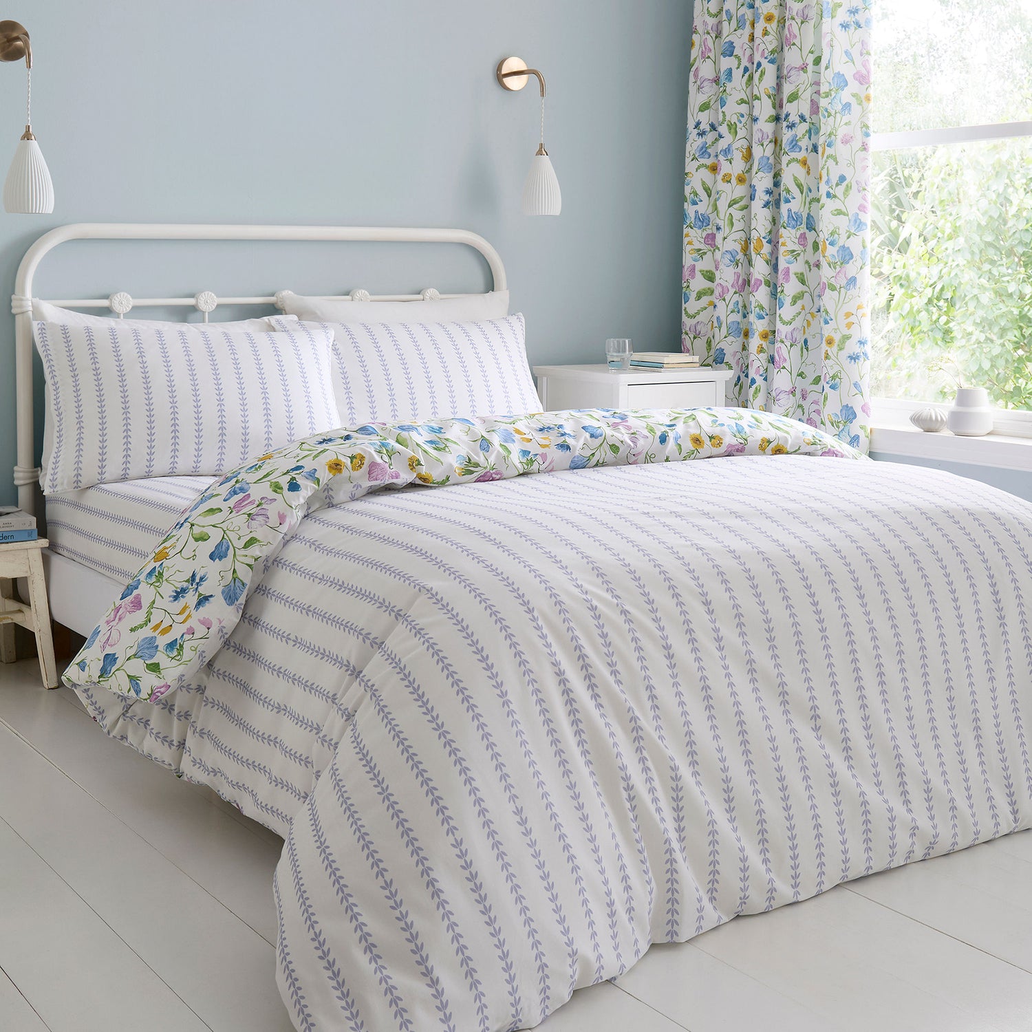 Dreams & Drapes Sweetpea Floral Duvet Cover Bedding Set Lilac