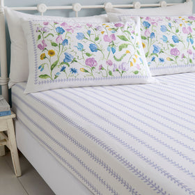 Dreams & Drapes Sweetpea Floral Bed Linen Fitted Sheet Lilac