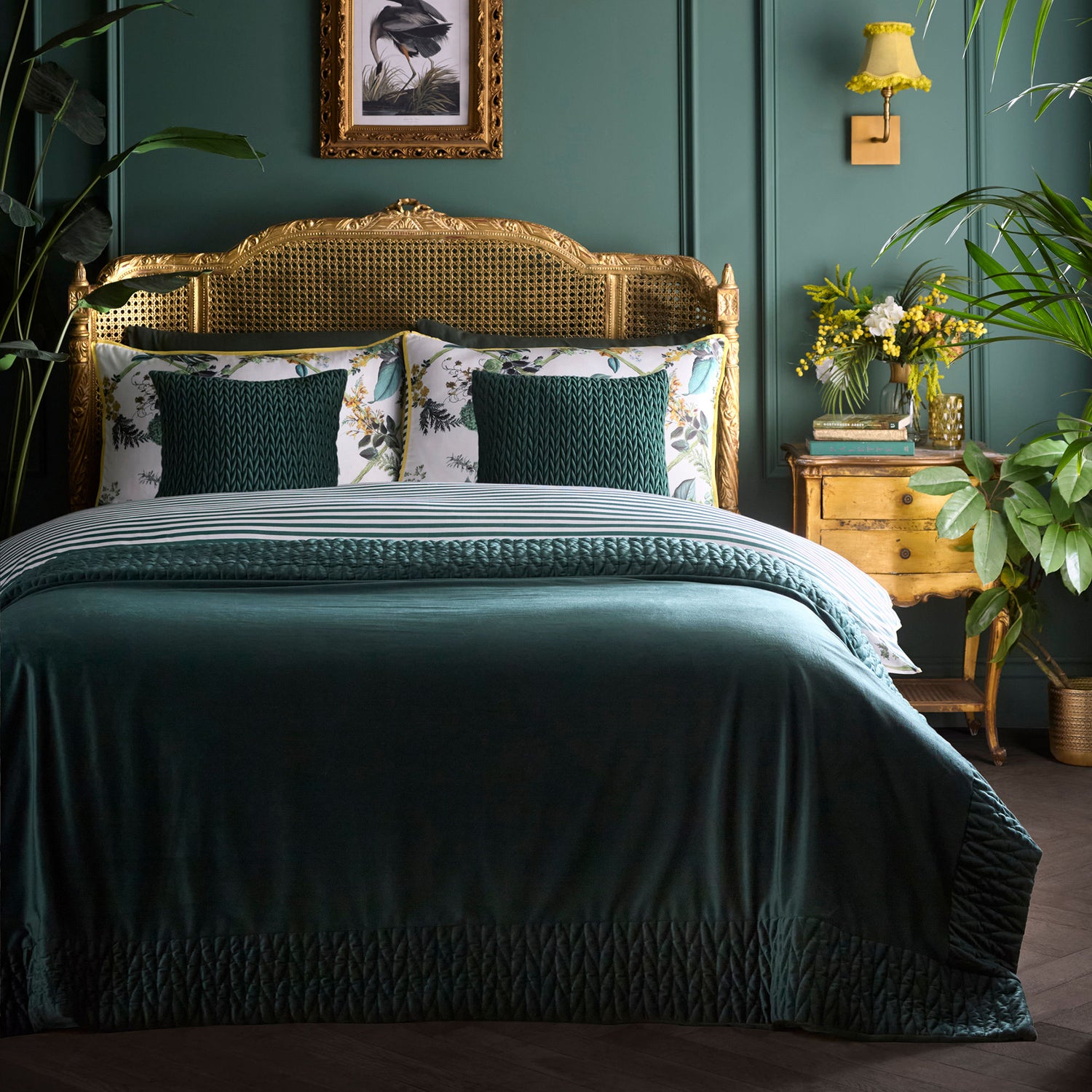 Laurence Llewelyn-Bowen Siena Velvet 150cmx220cm Bedspread Bottle Green