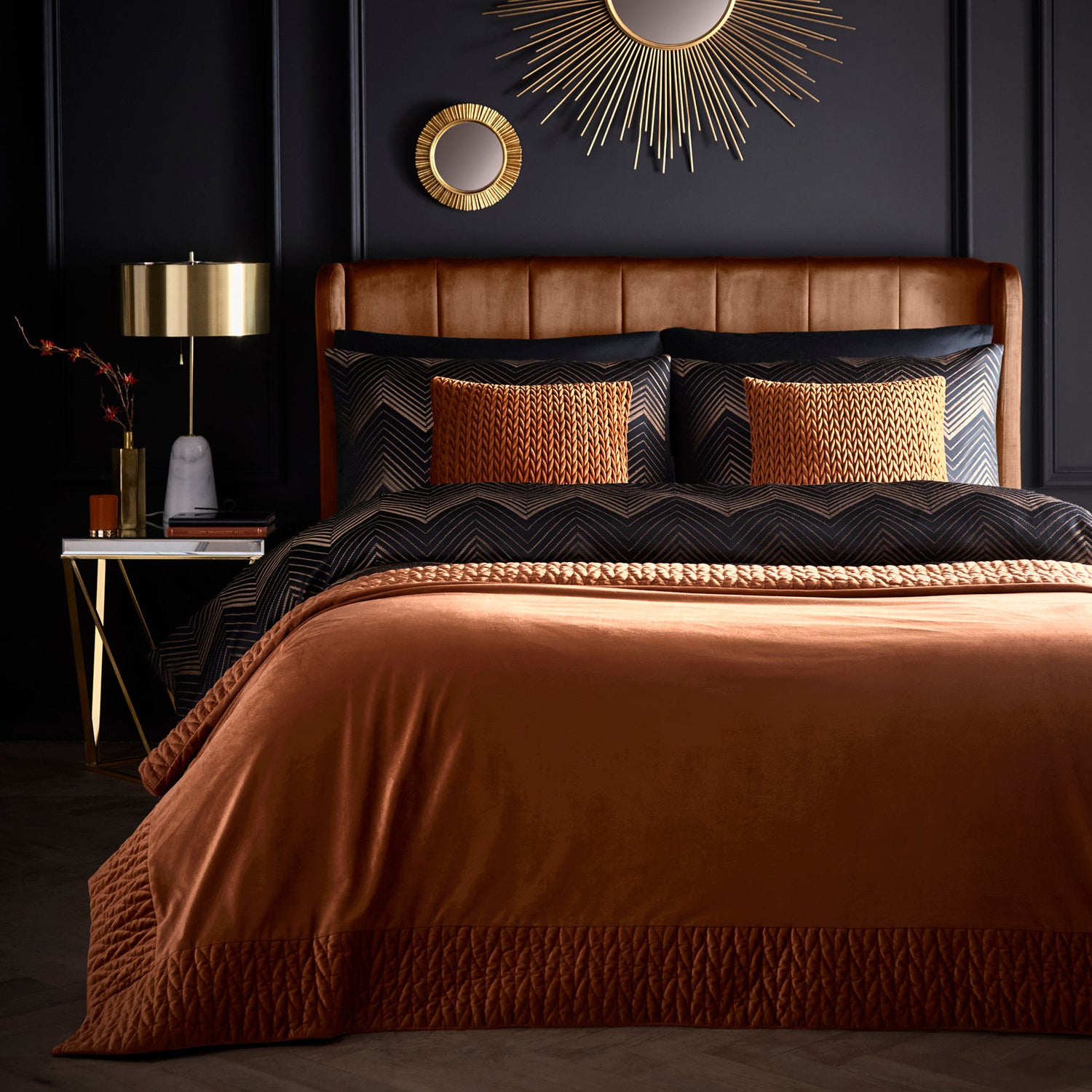 Laurence Llewelyn-Bowen Siena Velvet 150cmx220cm Bedspread Spice
