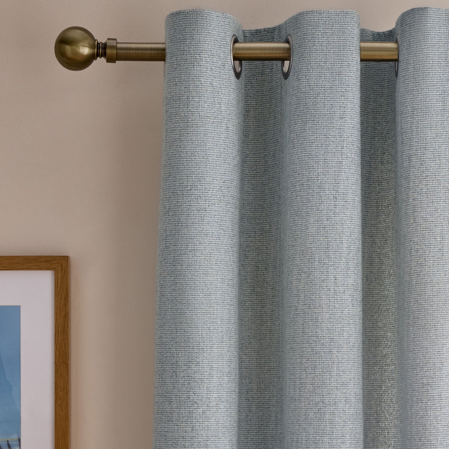 Laura Ashley Saltaire Ready Made Eyelet Curtains Seaspray