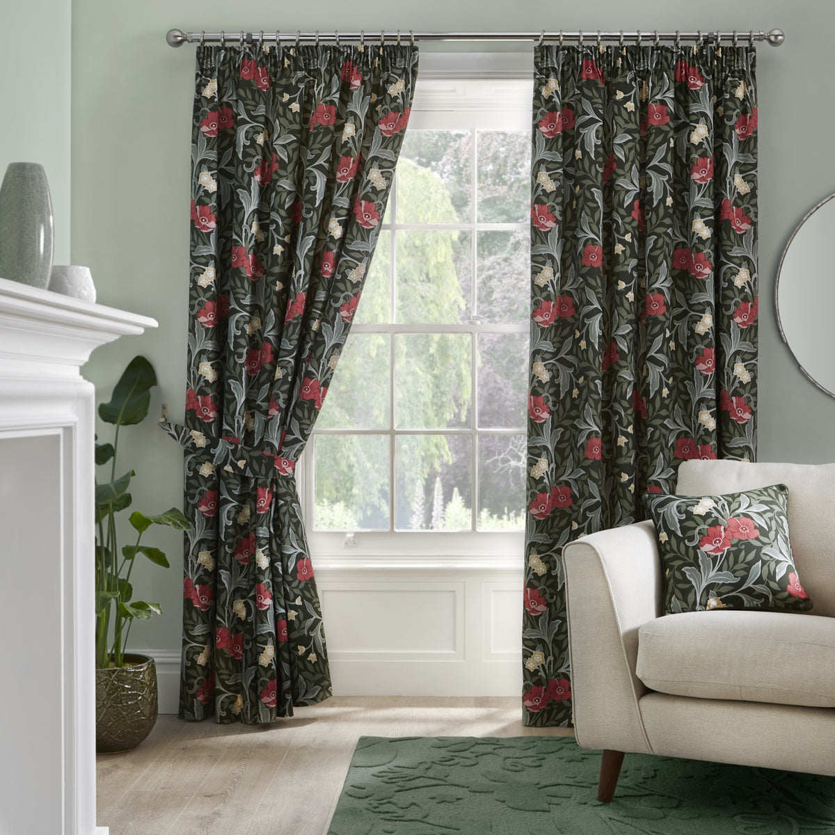 Dreams & Drapes Sandringham Ready Made Pencil Pleat Curtains Green