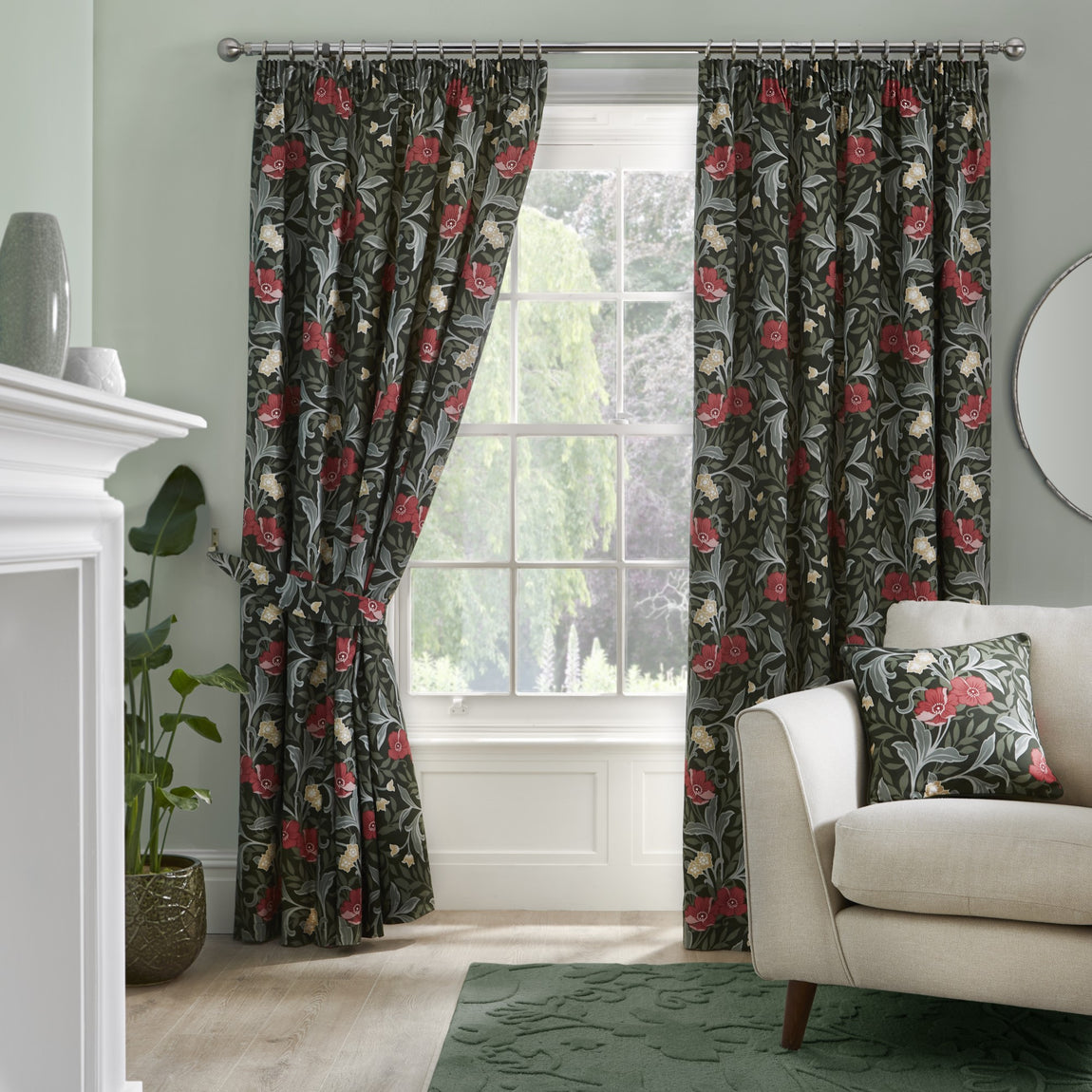 Dreams & Drapes Sandringham Ready Made Pencil Pleat Curtains Green