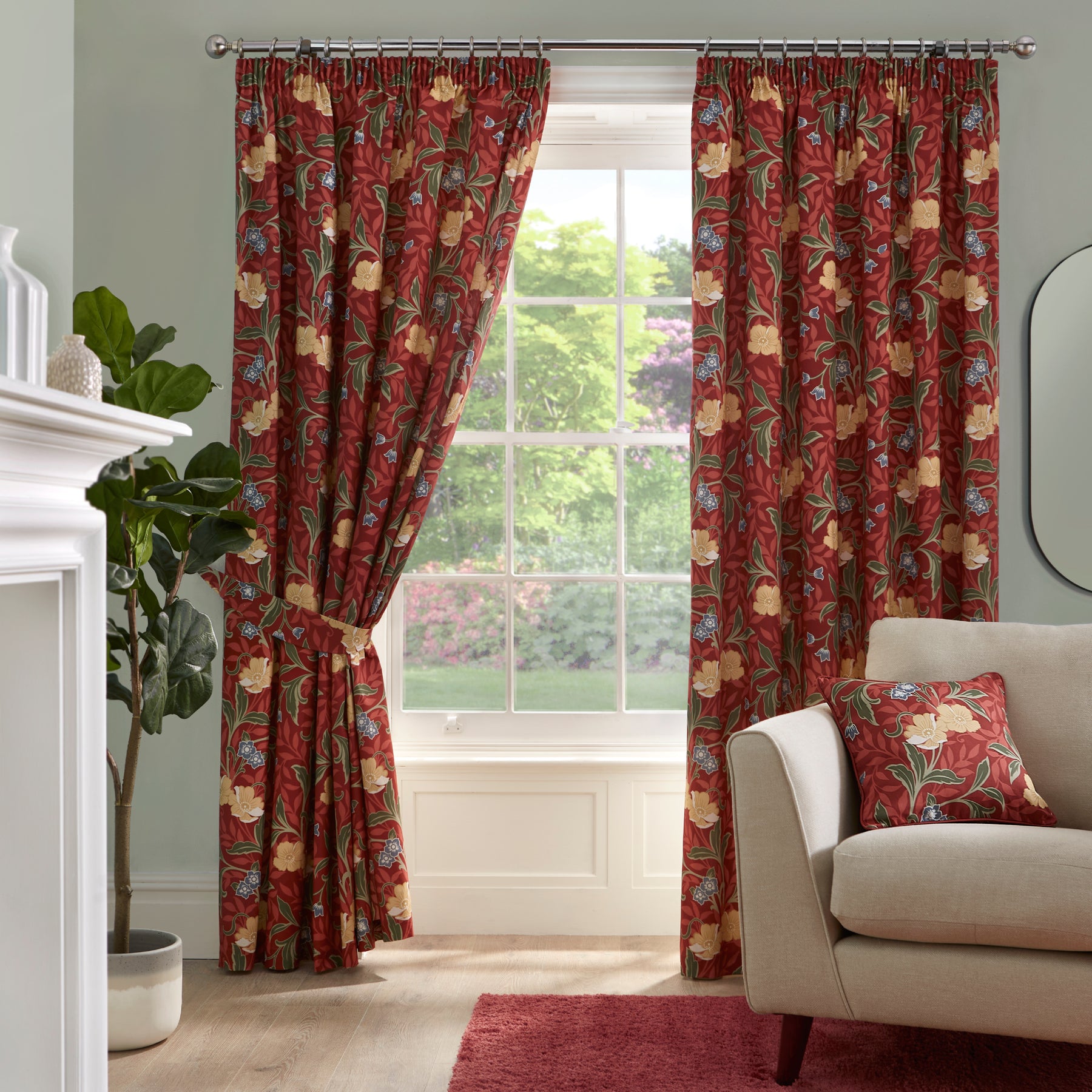 Sandringham Ready Made Curtains Red