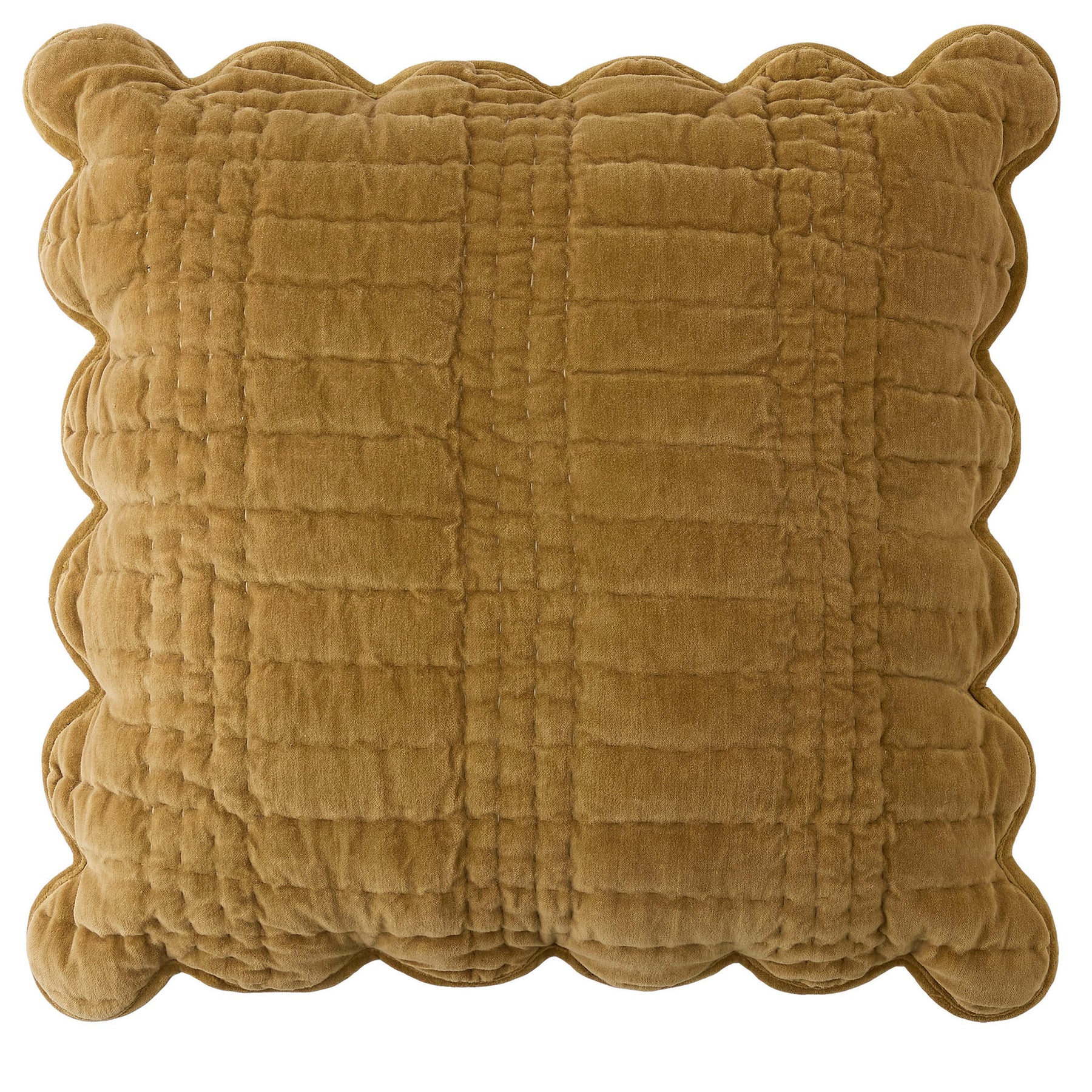 Laura Ashley Scalloped 45cm x 45cm Filled Cushion Ochre Yellow